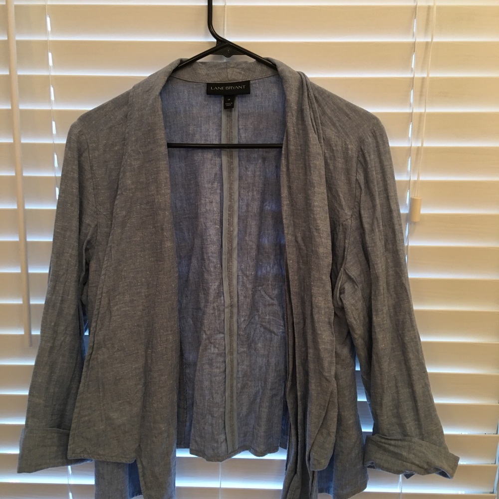 Chambray Flutter Front Blazer - image 1